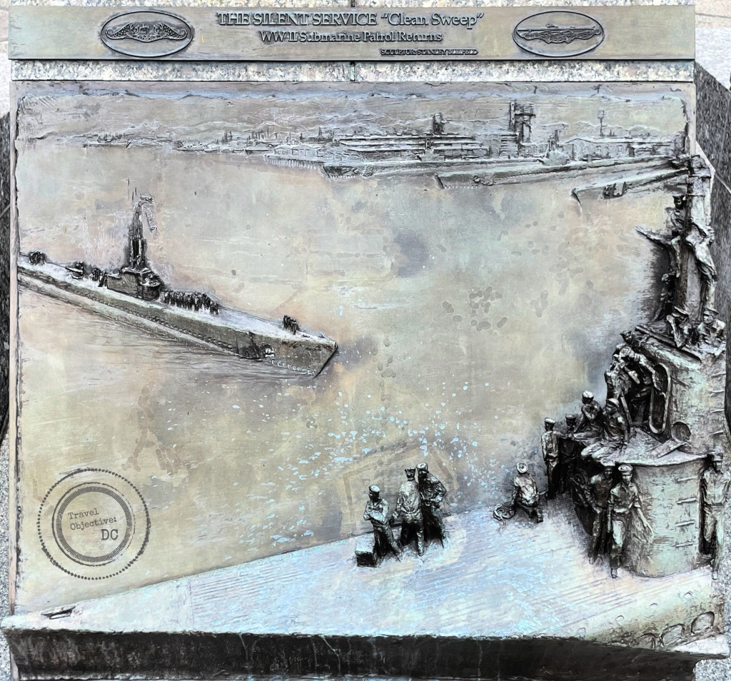 Bas Relief sculpture of Navy submarines in World War II. 