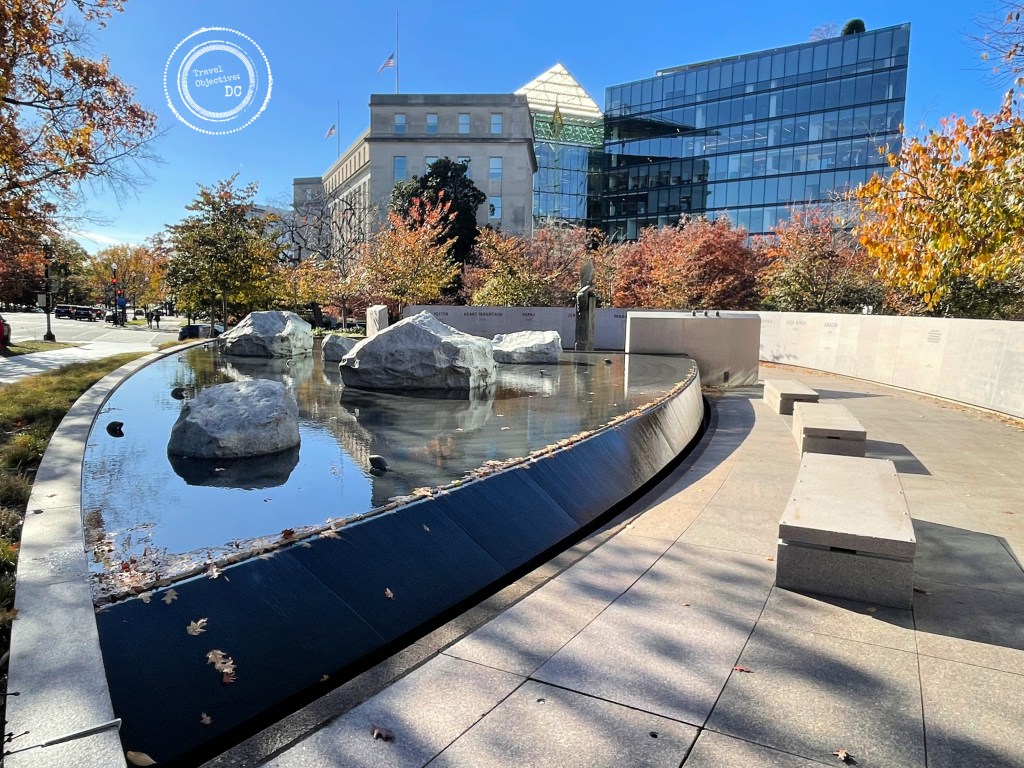 The Reflecting Pool at the Japanese American Memorial to Patriotism in World War II.