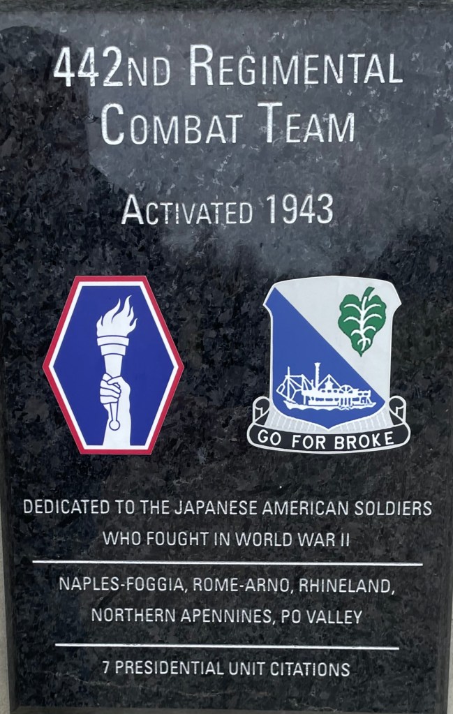 A Unit Tribute Placque dedicated to the 442nd Regimental Combat Team on display at the National Musuem of the United States Army at Fort Belvoir, VA.