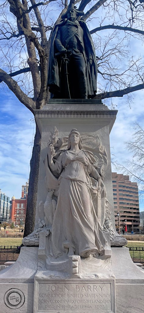 The monument to Commodore John Barry in Frankin Park in Washington, DC