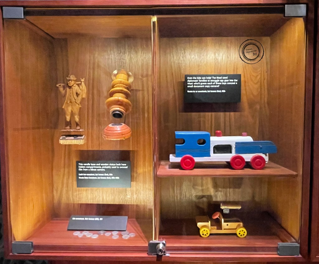Wooden figurines, and other items containing surveillance devices used by the Stasi.