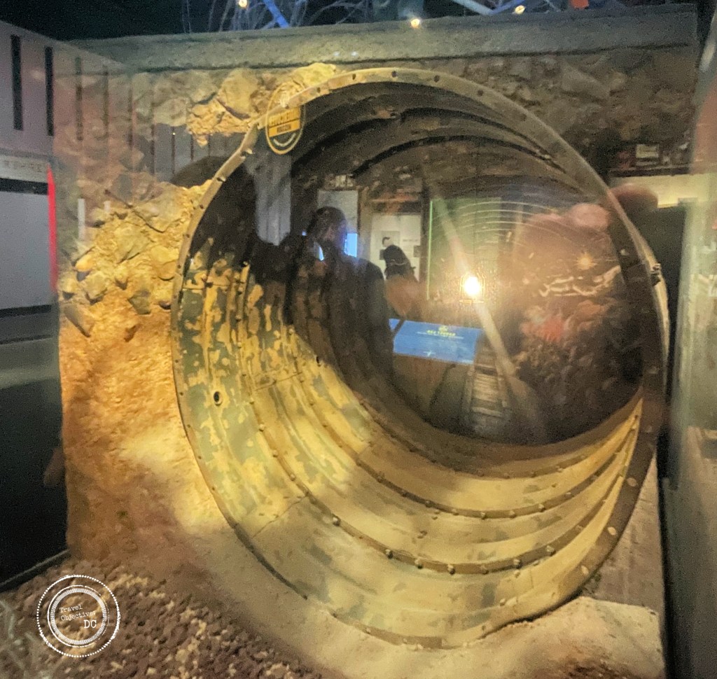 A portion of a spy tunnel tunnel on display at the International Spy Museum.